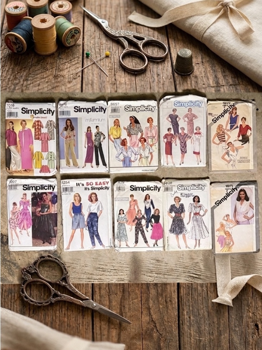 Vintage Simplicity Sewing Patterns Lot of 10 1980s 1990s Dresses Pants To